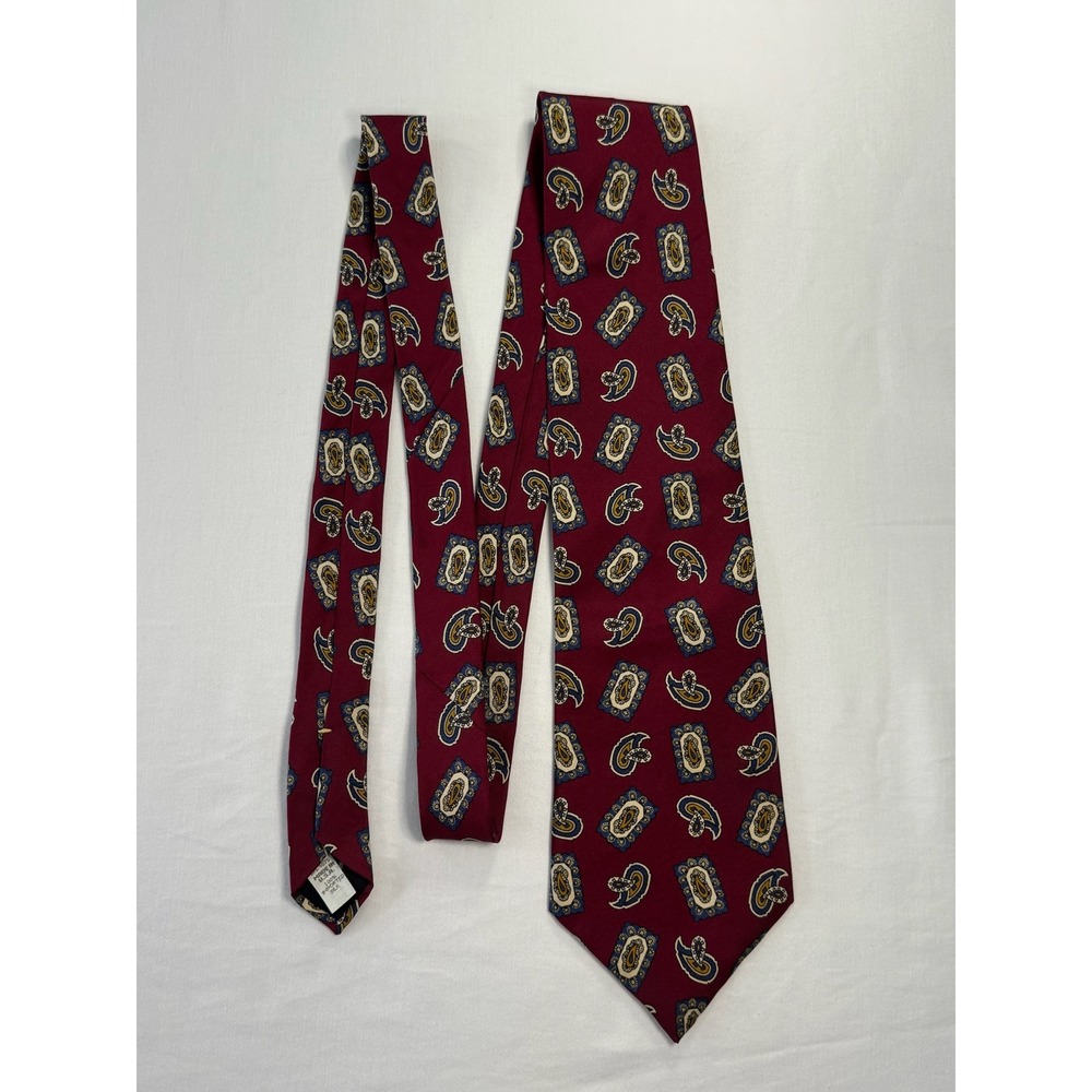 Resilio Mens Silk Tie Burgundy Paisley Medallion Geometric Made in USA